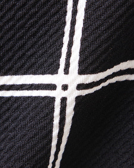 INGNI（イング） チェックH／N袖フリル装飾付／TOPS ｸﾛ/ｵﾌﾎﾜｲﾄ