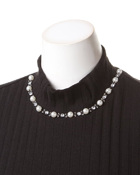 INGNI（イング） ワイドリブH／N装飾付／半袖Tシャツ ｸﾛ