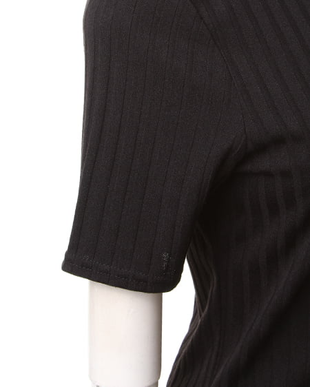 INGNI（イング） ワイドリブH／N装飾付／半袖Tシャツ ｸﾛ