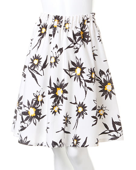 INGNI（イング） モノトーン花柄ラッピングミディ／スカート ｵﾌﾎﾜｲﾄ