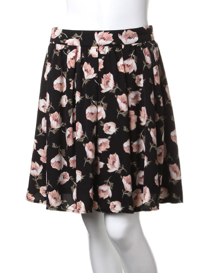 INGNI（イング） 花柄フレア／スカートB ｸﾛ/A