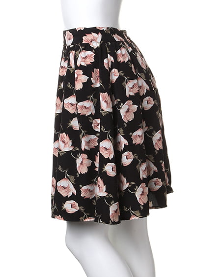 INGNI（イング） 花柄フレア／スカートB ｸﾛ/A