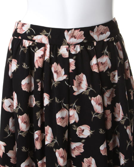 INGNI（イング） 花柄フレア／スカートB ｸﾛ/A