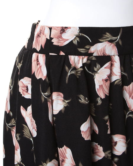 INGNI（イング） 花柄フレア／スカートB ｸﾛ/A