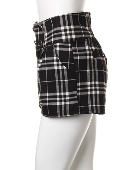 INGNI（イング） 4つ釦ハイウエストショート／パンツ ｸﾛ/ｵﾌﾎﾜｲﾄ