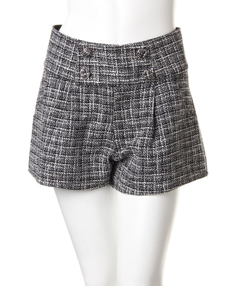 INGNI(イング) 4つ釦ツィードショート／パンツ ｵﾌﾎﾜｲﾄ/ｸﾛ