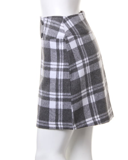 INGNI（イング） シャギーチェック台形／スカート ｸﾞﾚｰ/ｵﾌﾎﾜｲﾄ