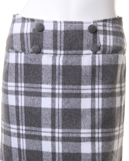 INGNI（イング） シャギーチェック台形／スカート ｸﾞﾚｰ/ｵﾌﾎﾜｲﾄ