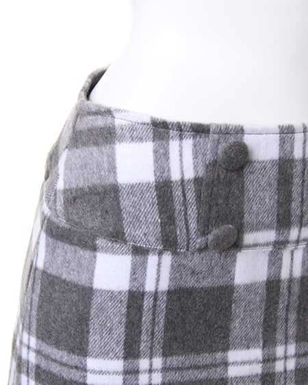 INGNI（イング） シャギーチェック台形／スカート ｸﾞﾚｰ/ｵﾌﾎﾜｲﾄ