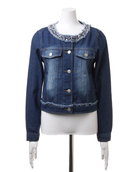 INGNI（イング） ビジュー付ノーカラー／Gジャン ﾌﾞﾙｰ