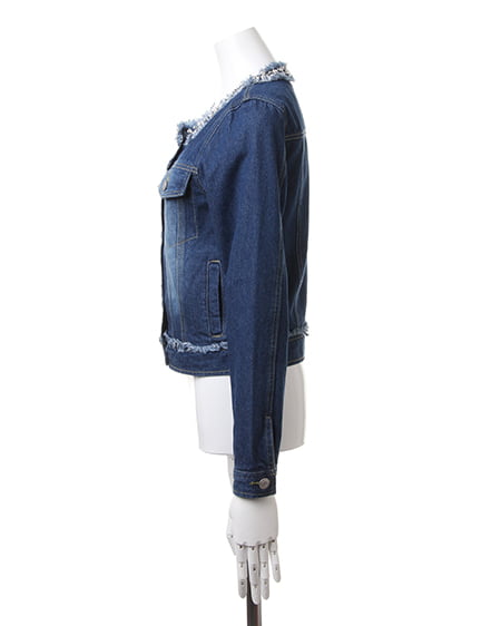 INGNI（イング） ビジュー付ノーカラー／Gジャン ﾌﾞﾙｰ