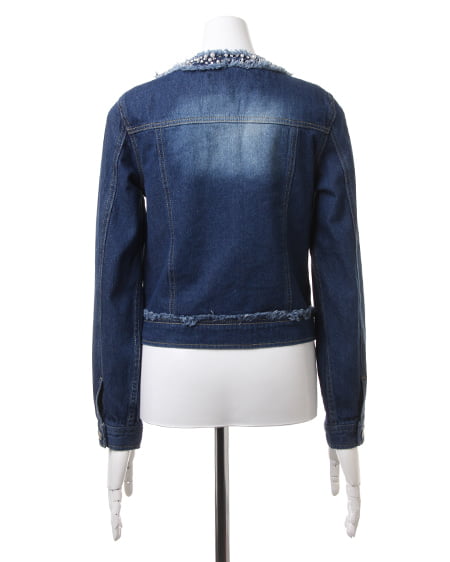 INGNI（イング） ビジュー付ノーカラー／Gジャン ﾌﾞﾙｰ