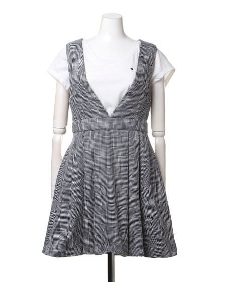 INGNI（イング） V／Nグレンチェック／ジャンスカ ｵﾌﾎﾜｲﾄ/ｸﾛ