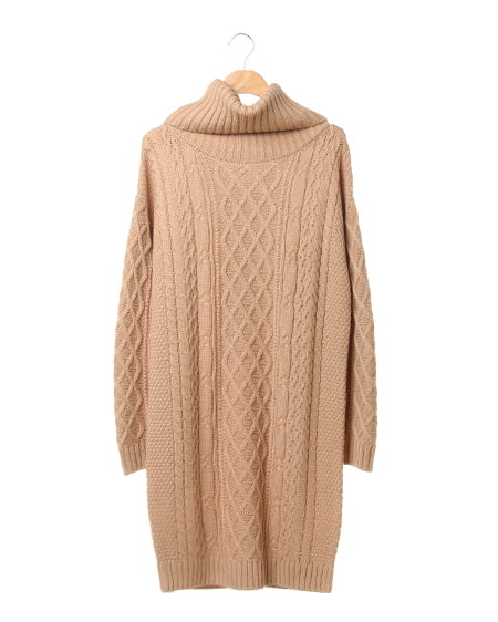 INGNI(イング) ケーブルオフタートル／ニットワンピースB ﾍﾞｰｼﾞｭ