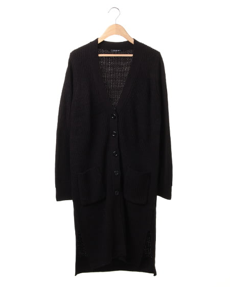 INGNI(イング) 片畦ロングカーディガン ｸﾛ