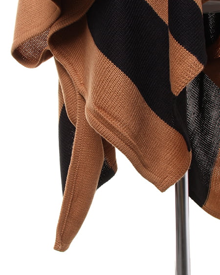 INGNI（イング） ライン入りニット／ポンチョ ｷｬﾒﾙ/ｸﾛ