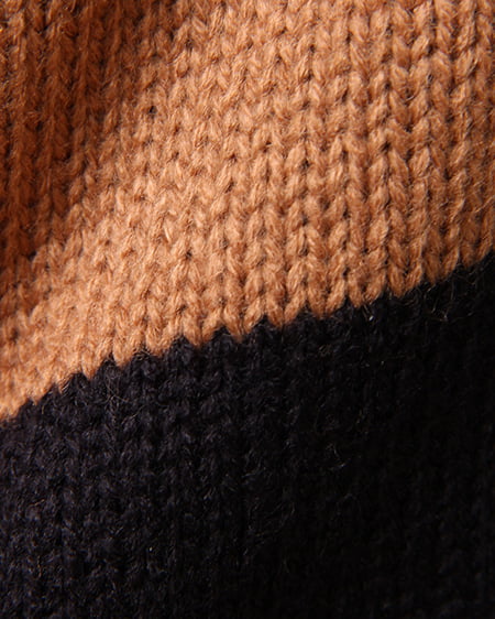 INGNI（イング） ライン入りニット／ポンチョ ｷｬﾒﾙ/ｸﾛ