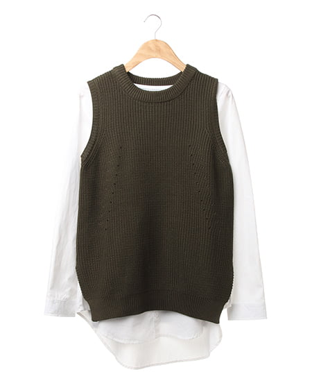 INGNI(イング) フェイクシャツニット／ベスト ｶｰｷ