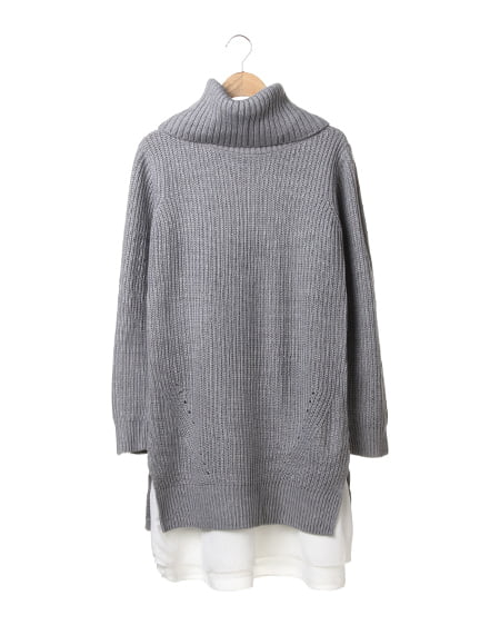 INGNI(イング) オフタートル裾レイヤーニット／OP SET ｸﾞﾚｰ