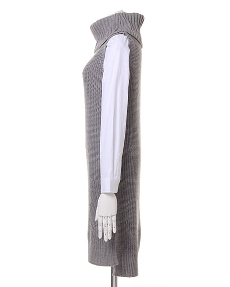 INGNI（イング） オフタートルノースリOP＋シャツ／SET ｸﾞﾚｰ