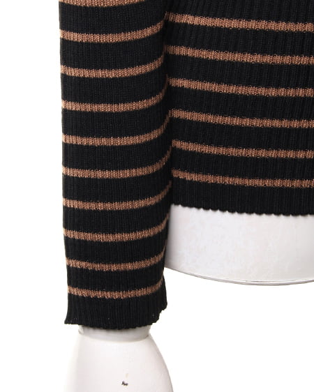 INGNI（イング） 装飾付リブハイネック／ニット ｸﾛ/ｷｬﾒﾙ