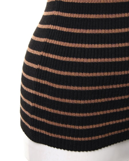 INGNI（イング） 装飾付リブハイネック／ニット ｸﾛ/ｷｬﾒﾙ