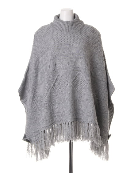 INGNI（イング） フリンジH／Nポンチョ ｸﾞﾚｰ/ﾓｸ