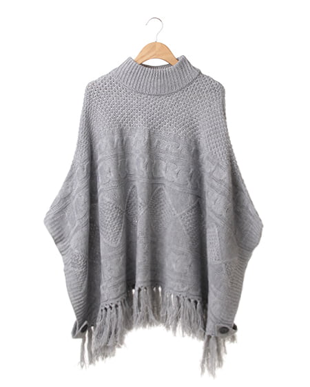 INGNI(イング) フリンジH／Nポンチョ ｸﾞﾚｰ/ﾓｸ