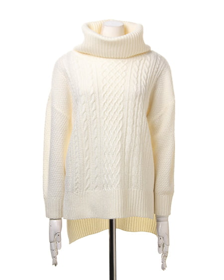 INGNI（イング） ケーブルオフタートルイレヘム／チュニック ｵﾌﾎﾜｲﾄ