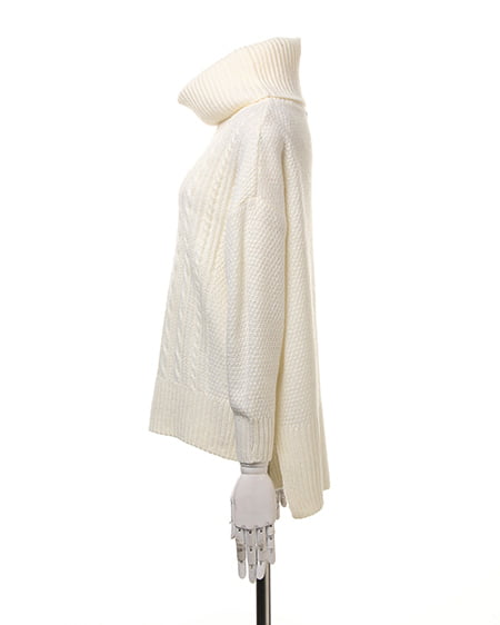 INGNI（イング） ケーブルオフタートルイレヘム／チュニック ｵﾌﾎﾜｲﾄ