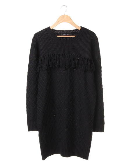 INGNI(イング) ヨーク切替／ニットチュニック ｸﾛ