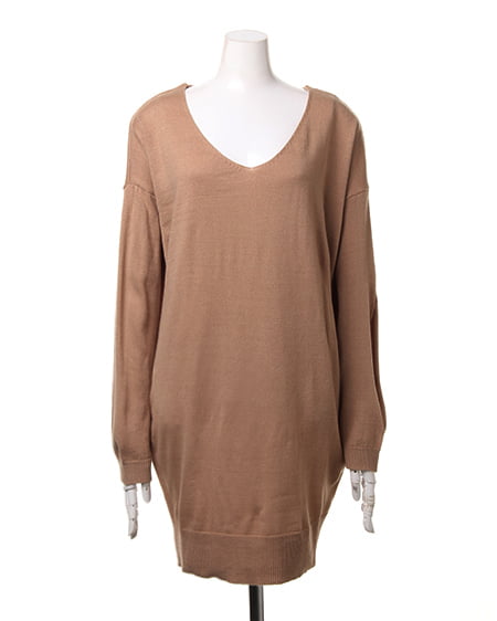 INGNI（イング） カシミヤタッチVネックコクーンチュニック ｷｬﾒﾙ