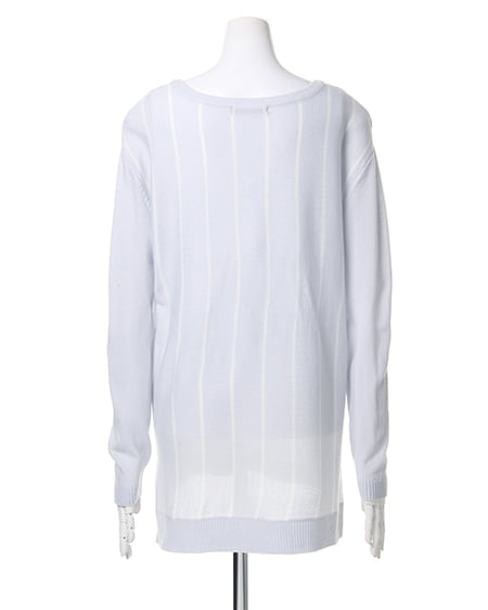 INGNI（イング） ストライプチュニック／ニット ｻｯｸｽ/ｵﾌﾎﾜｲﾄ