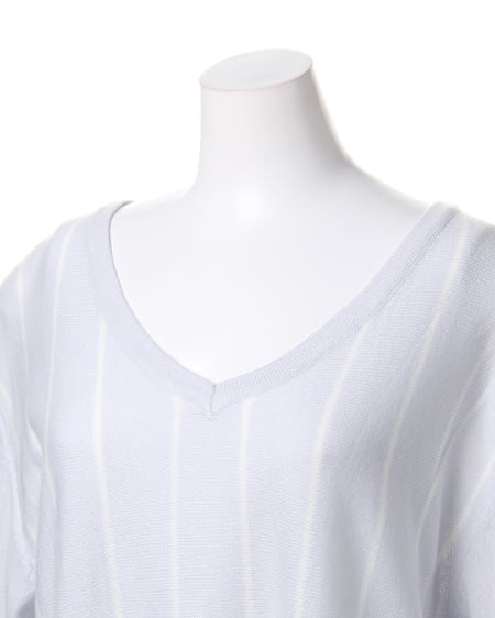 INGNI（イング） ストライプチュニック／ニット ｻｯｸｽ/ｵﾌﾎﾜｲﾄ