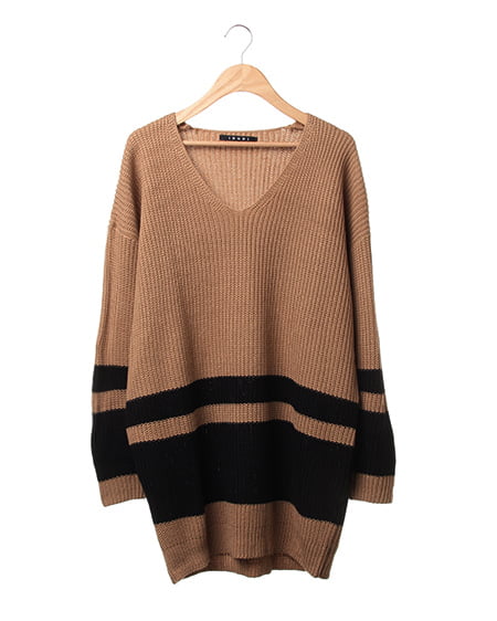 INGNI(イング) 裾ラインV／Nチュニック ｷｬﾒﾙ/ｸﾛ