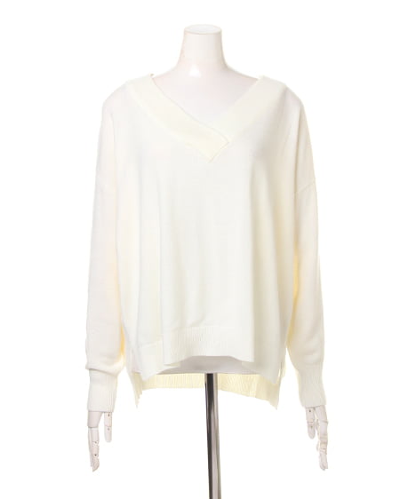 INGNI（イング） 重ねネックイレヘムニット ｵﾌﾎﾜｲﾄ