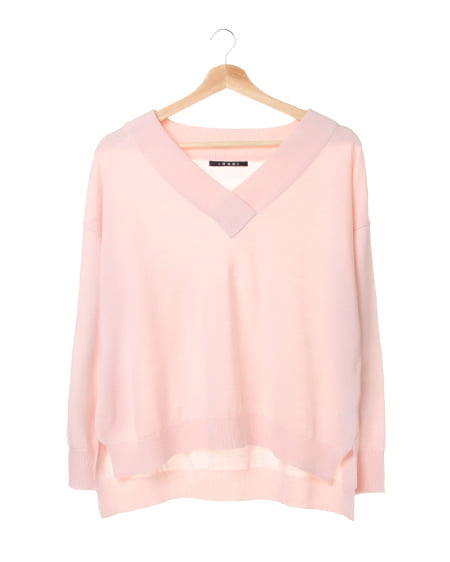 INGNI(イング) 重ねネックイレヘムニット ﾊﾟｽﾃﾙﾋﾟﾝｸ