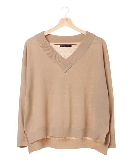 INGNI(イング) 重ねネックイレヘムニット ﾍﾞｰｼﾞｭ