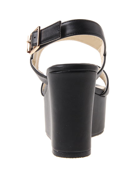 INGNI（イング） Wベルトウェッジ／サンダル ｸﾛ