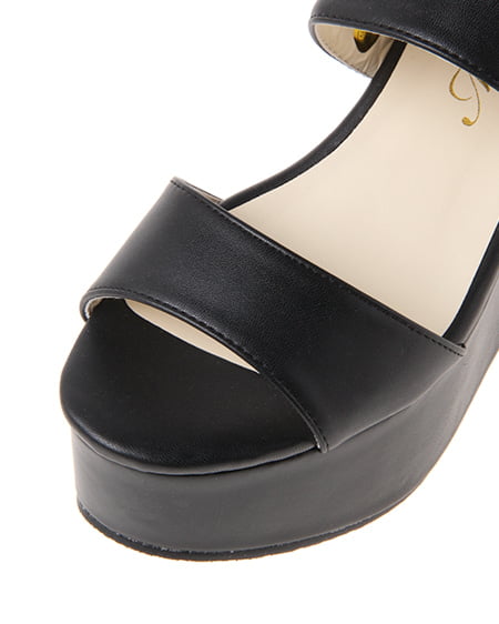 INGNI（イング） Wベルトウェッジ／サンダル ｸﾛ