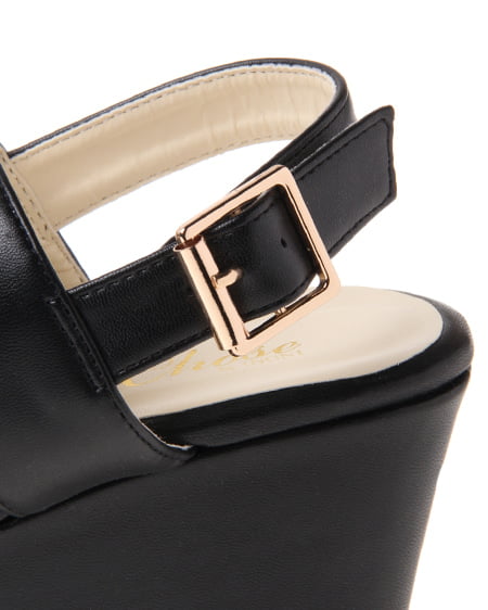 INGNI（イング） Wベルトウェッジ／サンダル ｸﾛ