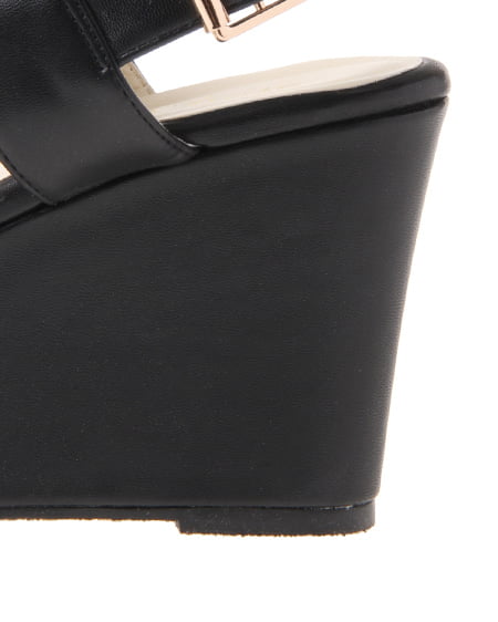 INGNI（イング） Wベルトウェッジ／サンダル ｸﾛ