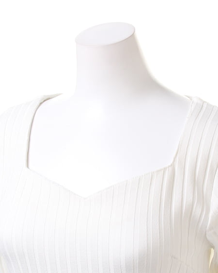 INGNI（イング） カバーリングハートネックフレア袖／TOPS ｵﾌﾎﾜｲﾄ