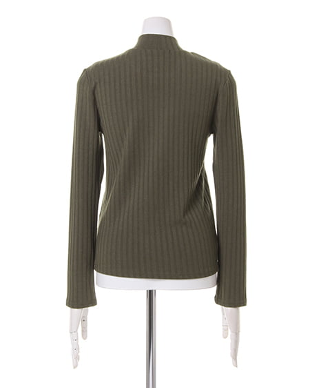 INGNI（イング） ワイドリブ装飾付ハイネック長袖／TOPS ｶｰｷ