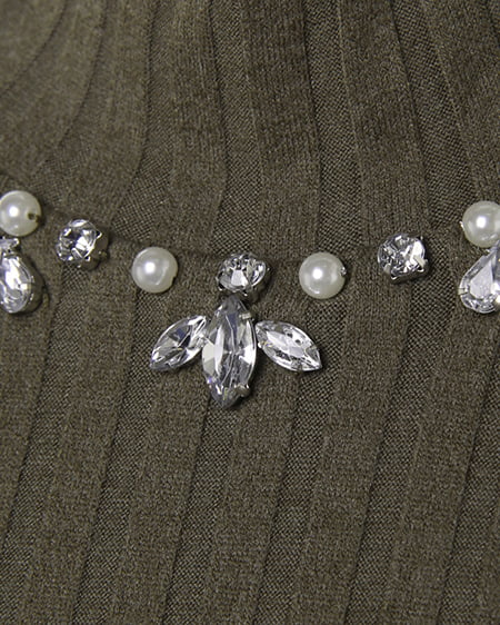 INGNI（イング） ワイドリブ装飾付ハイネック長袖／TOPS ｶｰｷ