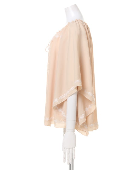 INGNI（イング） 刺繍ジョゼット／ポンチョ ﾍﾞｰｼﾞｭ