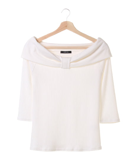 INGNI(イング) オフショルリボン／TOPS7分 ｵﾌﾎﾜｲﾄ