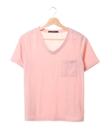 天竺Vネックポケ付／Tシャツ