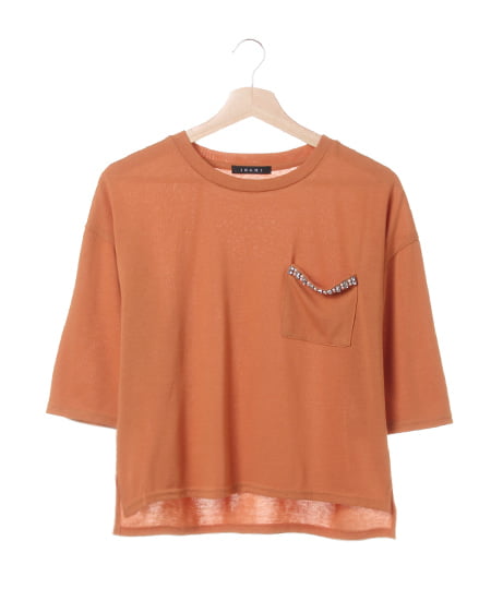 INGNI(イング) 肉厚天竺ポケットビジュー／Tシャツ ｷｬﾒﾙ