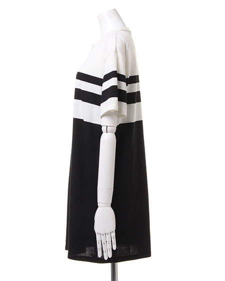 INGNI（イング） パネルボーダー／チュニック ｵﾌﾎﾜｲﾄ/ｸﾛ